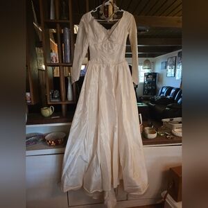 Priscilla of Boston Wedding Gown 50s Raw Silk, Pearl & Sequin Embellished, Small